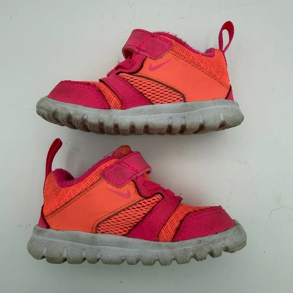 Baby Infant Girl Nike Flex Experience 3 TDV Pink Orange 653700-602 Shoes Size 4C